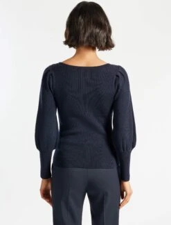 Eva Wool Boat Neck Jumper - Navy -CEFINN Shop AU21 K29 EVA NAVY LS 6657