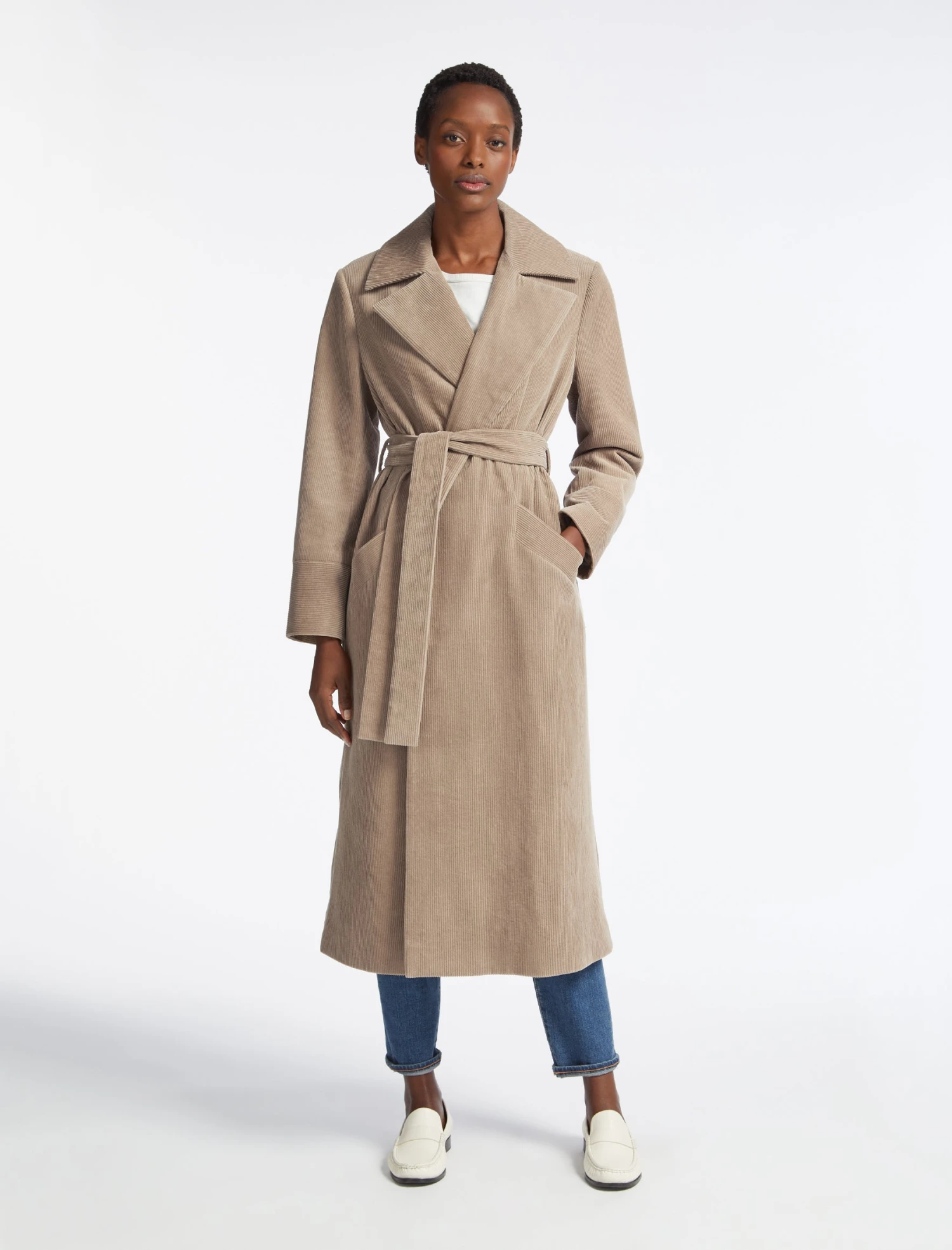 Roxanne Corduroy Coat - Taupe 4 Roxanne Corduroy Coat - Taupe - Image 4
