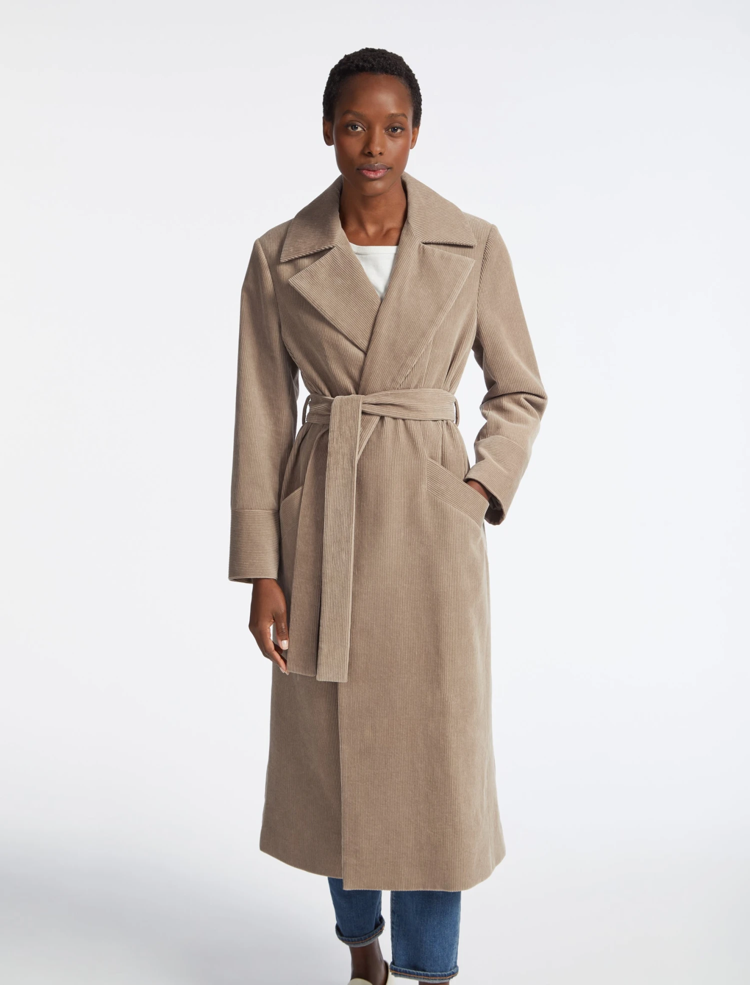 Roxanne Corduroy Coat - Taupe 6 Roxanne Corduroy Coat - Taupe - Image 6