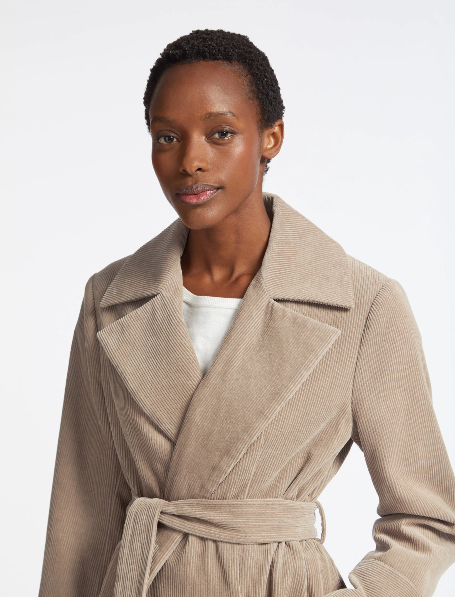 Roxanne Corduroy Coat - Taupe 2 Roxanne Corduroy Coat - Taupe - Image 2