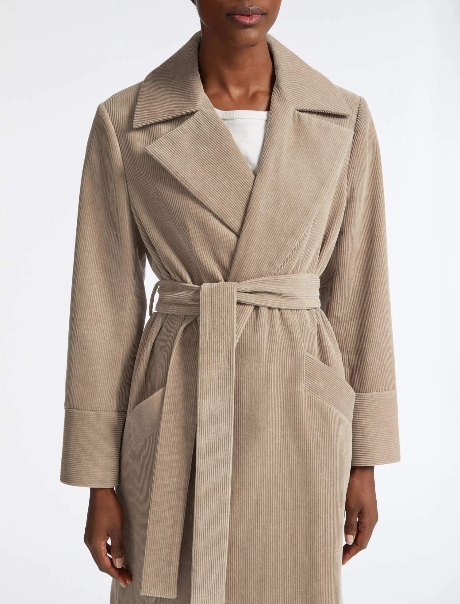Roxanne Corduroy Coat - Taupe 3 Roxanne Corduroy Coat - Taupe - Image 3