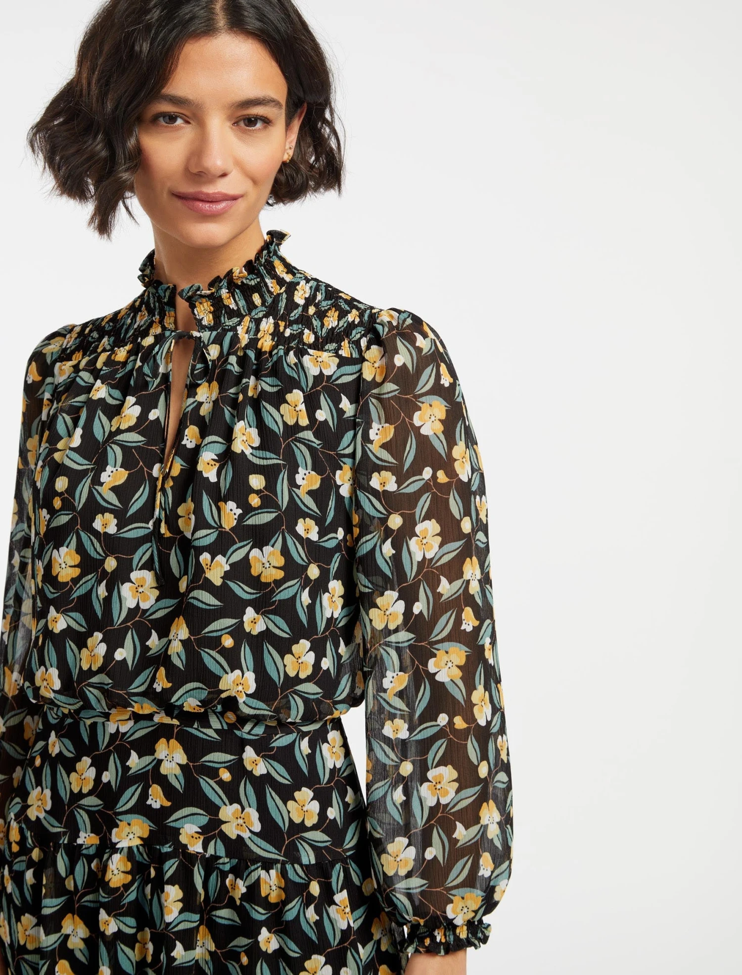 Zoe Maxi Dress - Black Yellow Deco Floral Print 2 Zoe Maxi Dress - Black Yellow Deco Floral Print - Image 2