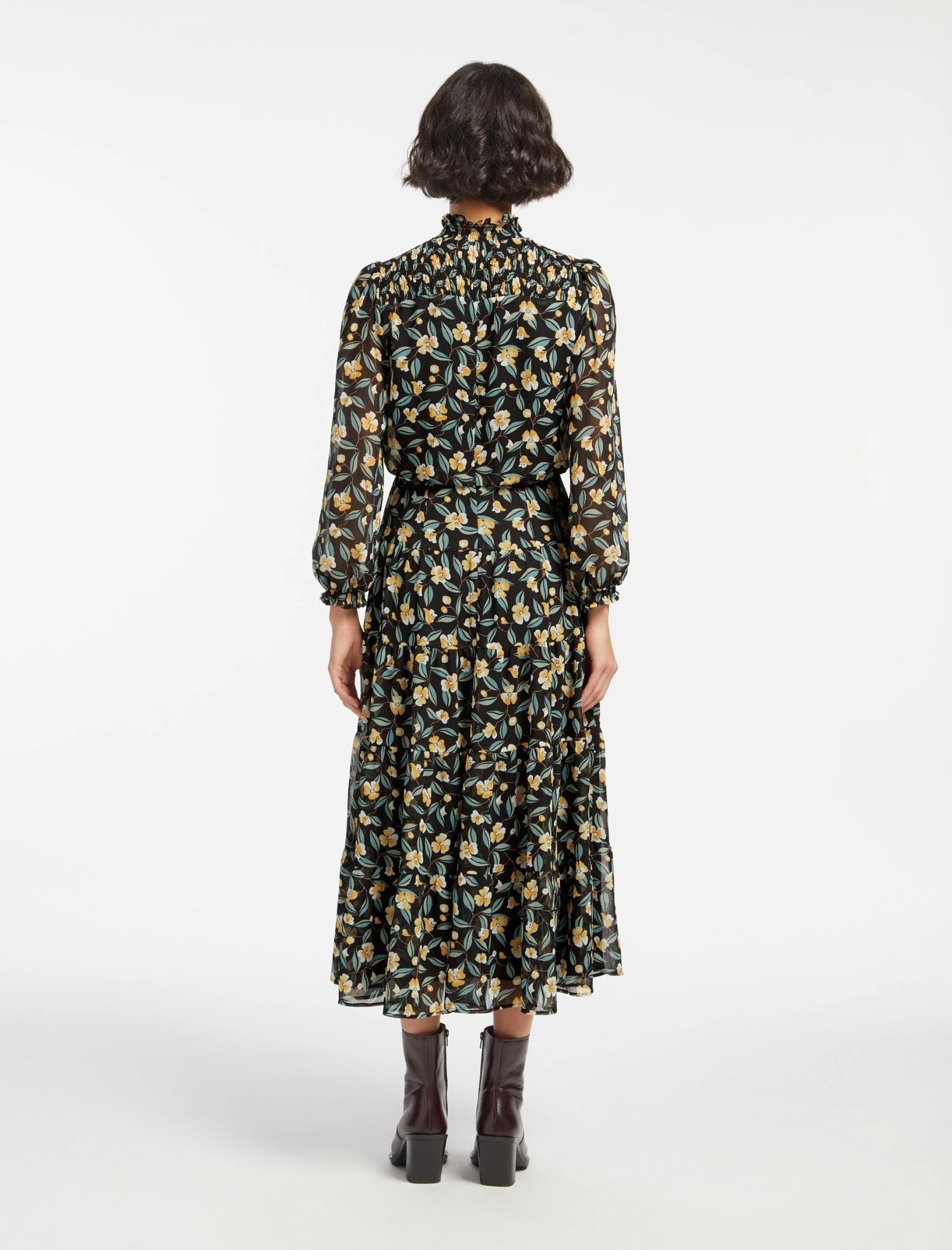 Zoe Maxi Dress - Black Yellow Deco Floral Print 7 Zoe Maxi Dress - Black Yellow Deco Floral Print - Image 7