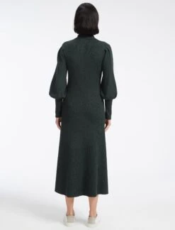 Eva Merino Wool Collared Knit Maxi Dress - Dark Green -CEFINN Shop AU23 D558 EVA DARKGREEN LS 12852