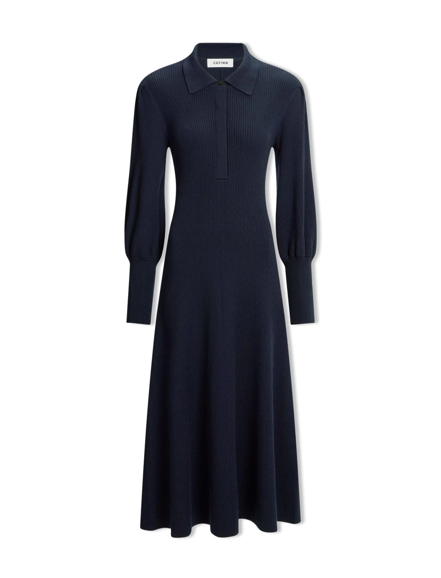 Eva Merino Wool Collared Knit Maxi Dress - Navy 7 Eva Merino Wool Collared Knit Maxi Dress - Navy - Image 7