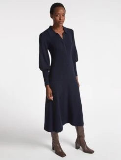 Eva Merino Wool Collared Knit Maxi Dress - Navy 11 Eva Merino Wool Collared Knit Maxi Dress - Navy -CEFINN Shop AU23 D558 EVA NAVY LS 3712