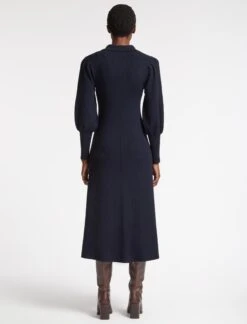 Eva Merino Wool Collared Knit Maxi Dress - Navy 12 Eva Merino Wool Collared Knit Maxi Dress - Navy -CEFINN Shop AU23 D558 EVA NAVY LS 3752