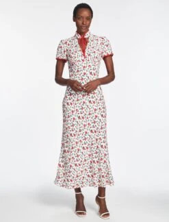 Jacquetta Maxi Dress - White Pink Deco Floral Print -CEFINN Shop AU23 D573 JACQUETTA WHITEDECOFLORALPRINT 1529