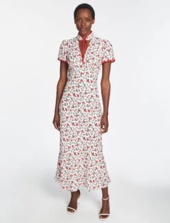 Jacquetta Maxi Dress - White Pink Deco Floral Print -CEFINN Shop AU23 D573 JACQUETTA WHITEDECOFLORALPRINT 1553