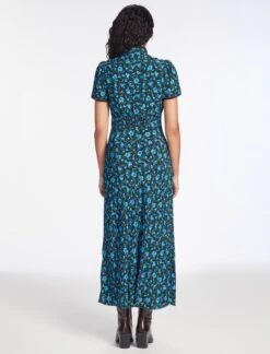 Jacquetta Maxi Dress - Black Blue Deco Floral Print -CEFINN Shop AU23 D573 JAQUETTA BLACKBLUEDECOFLORALPRINT LS 397
