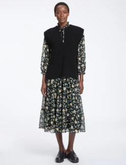 Janice Wool Round Neck Sleeveless Jumper - Black -CEFINN Shop AU23 K129 JANICE BLACK LS0839