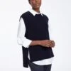 Janice Wool Round Neck Sleeveless Jumper - Navy