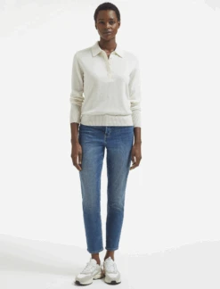 Josie Cashmere Collared Jumper - Cream -CEFINN Shop AU23 K142 JOSIE CREAM LS 541