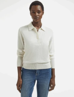 Josie Cashmere Collared Jumper - Cream -CEFINN Shop AU23 K142 JOSIE CREAM LS 546