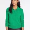 Josie Cashmere Collared Jumper - Emerald Green