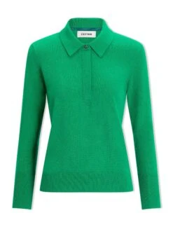 Josie Cashmere Collared Jumper - Emerald Green -CEFINN Shop AU23 K142 JOSIE EMERALD GREEN CO