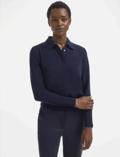 Josie Cashmere Collared Jumper - Navy -CEFINN Shop AU23 K142 JOSIE NAVY LS 608