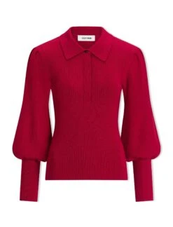 Eva Merino Wool Collared Jumper - Red 11 Eva Merino Wool Collared Jumper - Red -CEFINN Shop AU23 K143 EVA RED CO
