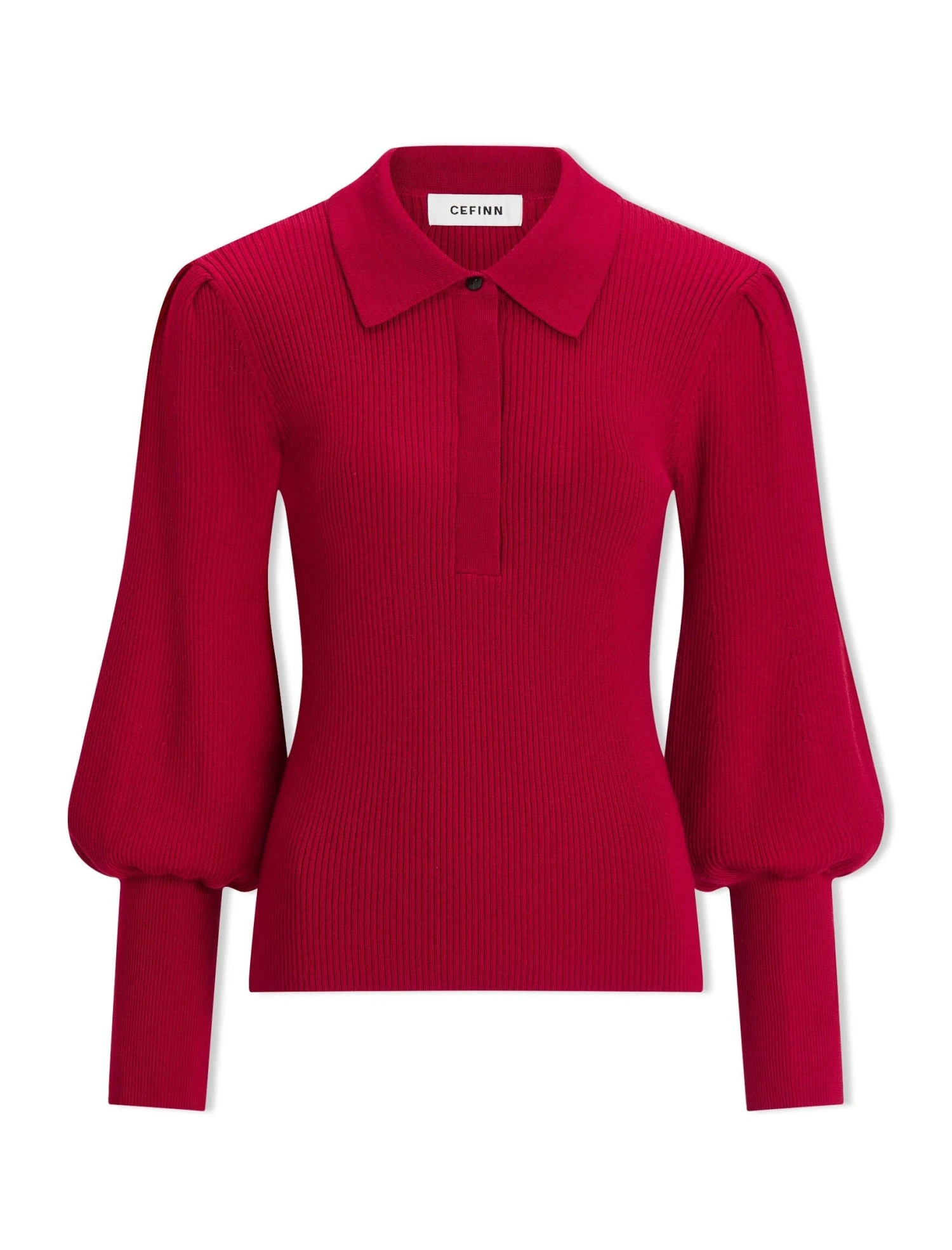 Eva Merino Wool Collared Jumper - Red 6 Eva Merino Wool Collared Jumper - Red - Image 6