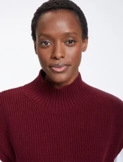 Janice Wool Funnel Neck Sleeveless Jumper - Dark Red -CEFINN Shop AU23 K25 JANICE DARKRED LS00091