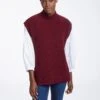 Janice Wool Funnel Neck Sleeveless Jumper - Dark Red
