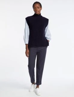 Janice Cashmere Blend Funnel Neck Sleeveless Jumper - Navy -CEFINN Shop AU23 K25 JANICE NAVY LS 4256 016e462a 0f20 4311 add2 3bbd2f44bd99