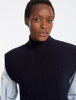 Janice Cashmere Blend Funnel Neck Sleeveless Jumper - Navy -CEFINN Shop AU23 K25 JANICE NAVY LS 4321 cdf86acc ac1e 48e6 8e2d 9d05f7d2a0af