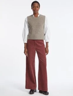 Janie Wool Round Neck Sleeveless Jumper - Taupe -CEFINN Shop AU23 K57 JANIE TAUPE LS 3978