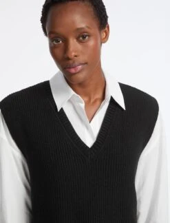 Janice Wool V Neck Sleeveless Jumper - Black -CEFINN Shop AU23 K58 JANICE BLACK LS 4724 15360ef3 24ba 4182 80e1 5ce10e55298b