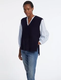 Janice Wool V Neck Sleeveless Jumper - Navy -CEFINN Shop AU23 K58 JANICE NAVY LS 4386 0f336361 ae8f 435e ae2c 8ec8a318a3d8