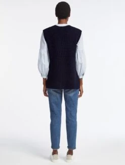Janice Wool V Neck Sleeveless Jumper - Navy -CEFINN Shop AU23 K58 JANICE NAVY LS 4415