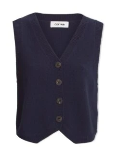 Wesley Cotton Blend V Neck Waistcoat - Navy -CEFINN Shop AU23 K82 WESLEY NAVY CO 86974930 bd6d 4673 85f3 3973706a2aa9