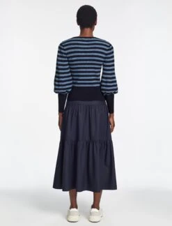 Eva Wool Crew Neck Jumper - Navy Pale Blue Stripe -CEFINN Shop AU23 K88 EVA BLUESTRIPE 1735