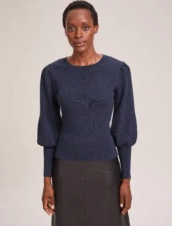 Eva Wool Crew Neck Jumper - Denim Blue