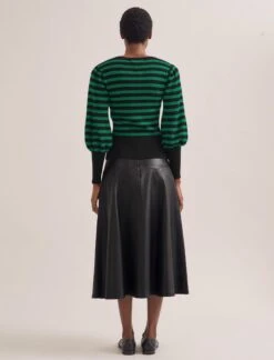 Eva Wool Crew Neck Jumper - Black Emerald Green Stripe -CEFINN Shop AU23 K88 EVA EMERALDBLACKSTRIPE SK119 TIANA BLACK 571