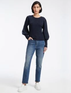Eva Wool Crew Neck Jumper - Navy -CEFINN Shop AU23 K88 EVA NAVY LS 13640