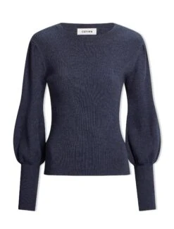 Eva Wool Crew Neck Jumper - Denim Blue -CEFINN Shop AU23 K89 EVA DENIMBLUE CO