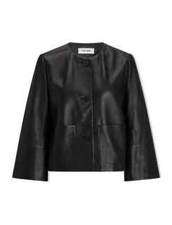 Leah Leather Cropped Jacket - Black -CEFINN Shop AU23 LEAH JK50 BLACK CO