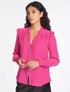 Stella Silk Shirt - Hot Pink -CEFINN Shop AU23 S46 STELLA HOTPINK LS 056