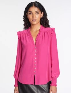 Stella Silk Shirt - Hot Pink -CEFINN Shop AU23 S46 STELLA HOTPINK LS 066