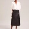 Tiana Leather Midi Skirt - Black