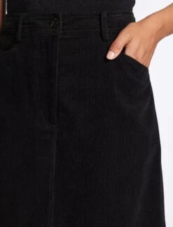 Shona Corduroy A Line Midi Skirt - Black -CEFINN Shop AU23 SK165 SHONA BLACK LS 307