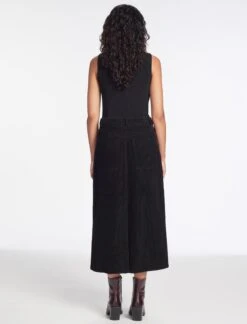 Shona Corduroy A Line Midi Skirt - Black -CEFINN Shop AU23 SK165 SHONA BLACK LS 331