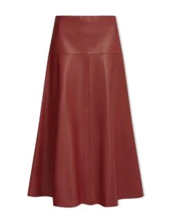 Sierra Leather A Line Maxi Skirt - Red 11 Sierra Leather A Line Maxi Skirt - Red -CEFINN Shop AU23 SK166 SIERRA RED CO