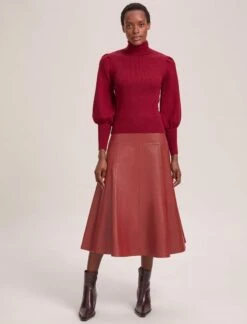 Sierra Leather A Line Maxi Skirt - Red 8 Sierra Leather A Line Maxi Skirt - Red -CEFINN Shop AU23 SK166 SIERRA RED LS 40766
