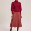 Sierra Leather A Line Maxi Skirt - Red