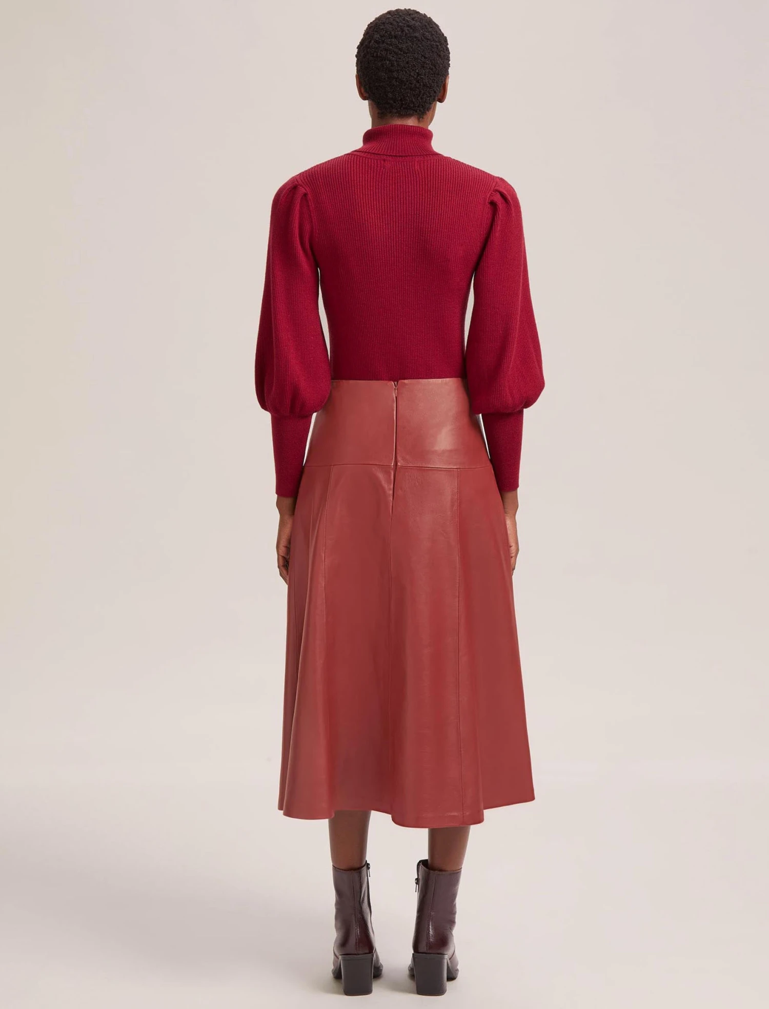 Sierra Leather A Line Maxi Skirt - Red 5 Sierra Leather A Line Maxi Skirt - Red - Image 5