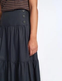 Sylvia Cotton Twill Maxi Skirt - Navy -CEFINN Shop AU23 SK170 SYLVIA NAVY LS 519