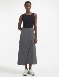Layla Wool Maxi Wrap Skirt - Mid Grey -CEFINN Shop AU23 SK178 LAYLA MIDGREY LS 700