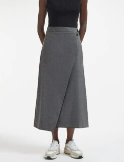 Layla Wool Maxi Wrap Skirt - Mid Grey -CEFINN Shop AU23 SK178 LAYLA MIDGREY LS 726